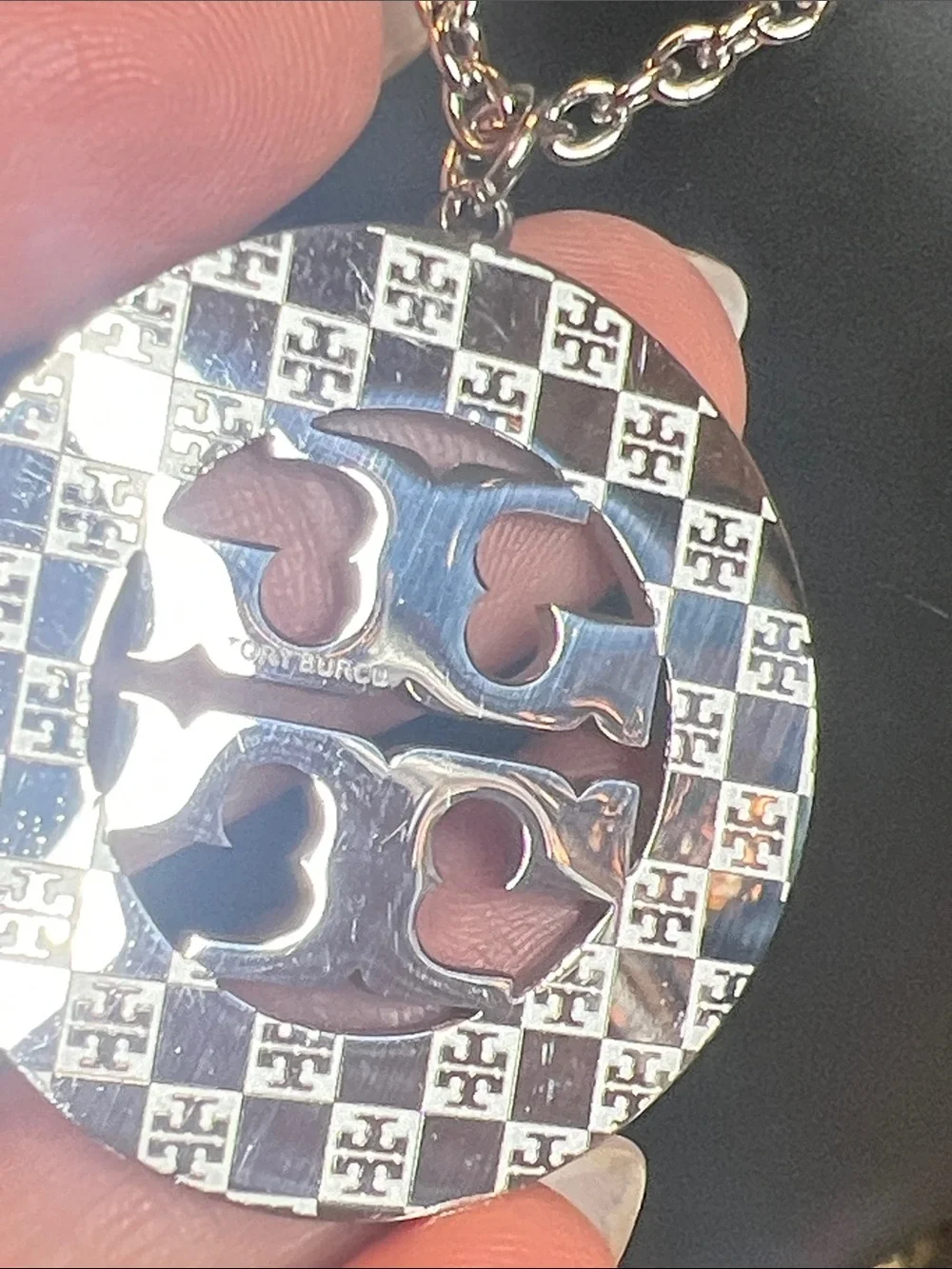 Stainless Steel Silver Logo Pendant Necklace